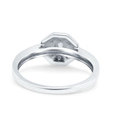 Art Deco Star Wedding Ring Band Round Pave Simulated Cubic Zirconia 925 Sterling Silver (9mm)
