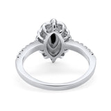 Art Deco Marquise Wedding Ring Simulated Cubic Zirconia 925 Sterling Silver