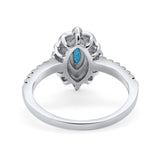 Art Deco Marquise Wedding Ring Simulated Cubic Zirconia 925 Sterling Silver