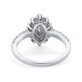 Art Deco Marquise Wedding Ring Simulated Cubic Zirconia 925 Sterling Silver