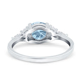 Art Deco Engagement Ring Round Simulated Cubic Zirconia 925 Sterling Silver