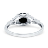 Art Deco Engagement Ring Round Simulated Cubic Zirconia 925 Sterling Silver