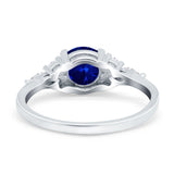 Art Deco Engagement Ring Round Simulated Cubic Zirconia 925 Sterling Silver