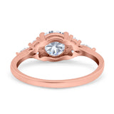 Art Deco Engagement Ring Round Simulated Cubic Zirconia 925 Sterling Silver
