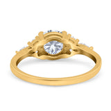 Art Deco Engagement Ring Round Simulated Cubic Zirconia 925 Sterling Silver