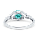 Art Deco Engagement Ring Round Simulated Cubic Zirconia 925 Sterling Silver
