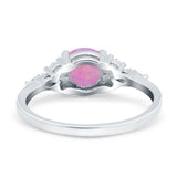 Art Deco Engagement Ring Round Simulated Cubic Zirconia 925 Sterling Silver