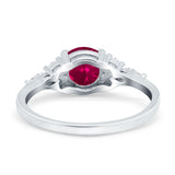 Art Deco Engagement Ring Round Simulated Cubic Zirconia 925 Sterling Silver