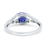 Art Deco Engagement Ring Round Simulated Cubic Zirconia 925 Sterling Silver