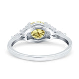 Art Deco Engagement Ring Round Simulated Cubic Zirconia 925 Sterling Silver