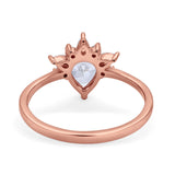Art Deco Engagement Ring Pear Simulated Cubic Zirconia 925 Sterling Silver