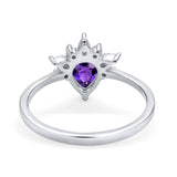 Art Deco Engagement Ring Pear Simulated Cubic Zirconia 925 Sterling Silver