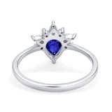 Art Deco Engagement Ring Pear Simulated Cubic Zirconia 925 Sterling Silver