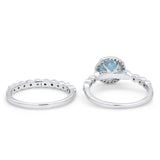 Art Deco Two Piece Wedding Ring Simulated Cubic Zirconia 925 Sterling Silver