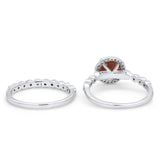 Art Deco Two Piece Wedding Ring Simulated Cubic Zirconia 925 Sterling Silver