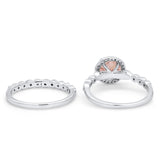Art Deco Two Piece Wedding Ring Simulated Cubic Zirconia 925 Sterling Silver