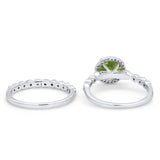 Art Deco Two Piece Wedding Ring Simulated Cubic Zirconia 925 Sterling Silver