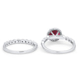 Art Deco Two Piece Wedding Ring Simulated Cubic Zirconia 925 Sterling Silver