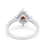 Vintage Oval Halo Wedding Ring Simulated Cubic Zirconia 925 Sterling Silver