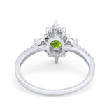 Vintage Oval Halo Wedding Ring Simulated Cubic Zirconia 925 Sterling Silver