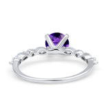 Art Deco Solitaire Wedding Ring Simulated Cubic Zirconia 925 Sterling Silver