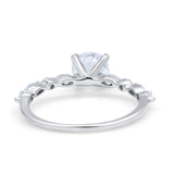 Art Deco Solitaire Wedding Ring Simulated Cubic Zirconia 925 Sterling Silver