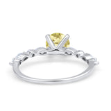 Art Deco Solitaire Wedding Ring Simulated Cubic Zirconia 925 Sterling Silver