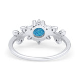 Art Deco Dainty Wedding Ring Round Simulated Cubic Zirconia 925 Sterling Silver