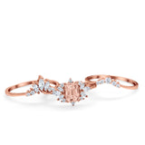Trio Set Wedding Ring Piece Simulated Cubic Zirconia 925 Sterling Silver