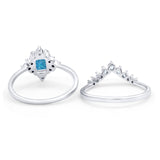 Vintage Two Piece Wedding Ring Simulated Cubic Zirconia 925 Sterling Silver