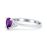 Art Deco Teardrop Engagement Ring Simulated Cubic Zirconia 925 Sterling Silver