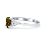 Art Deco Teardrop Engagement Ring Simulated Cubic Zirconia 925 Sterling Silver