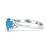 Art Deco Teardrop Engagement Ring Simulated Cubic Zirconia 925 Sterling Silver