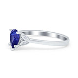 Art Deco Teardrop Engagement Ring Simulated Cubic Zirconia 925 Sterling Silver