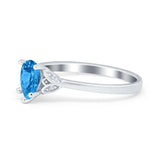 Art Deco Teardrop Engagement Ring Simulated Cubic Zirconia 925 Sterling Silver