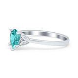 Art Deco Teardrop Engagement Ring Simulated Cubic Zirconia 925 Sterling Silver