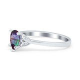 Art Deco Teardrop Engagement Ring Simulated Cubic Zirconia 925 Sterling Silver