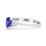 Art Deco Teardrop Engagement Ring Simulated Cubic Zirconia 925 Sterling Silver