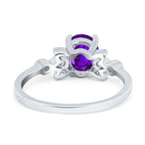 Vintage Style Oval Engagement Ring Simulated Cubic Zirconia 925 Sterling Silver