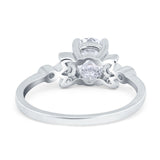 Vintage Style Oval Engagement Ring Simulated Cubic Zirconia 925 Sterling Silver