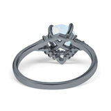 Vintage Round Engagement Ring Simulated Cubic Zirconia 925 Sterling Silver