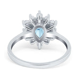 Halo Teardrop Engagement Ring Simulated Cubic Zirconia 925 Sterling Silver