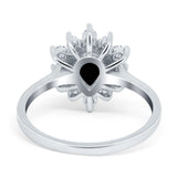 Halo Teardrop Engagement Ring Simulated Cubic Zirconia 925 Sterling Silver