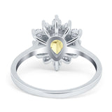 Halo Teardrop Engagement Ring Simulated Cubic Zirconia 925 Sterling Silver