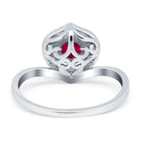 Filigree Engagement Ring Round Simulated Cubic Zirconia 925 Sterling Silver