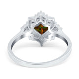 Vintage Princess Cut Wedding Ring Simulated Cubic Zirconia 925 Sterling Silver
