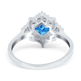 Vintage Princess Cut Wedding Ring Simulated Cubic Zirconia 925 Sterling Silver