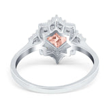 Vintage Princess Cut Wedding Ring Simulated Cubic Zirconia 925 Sterling Silver