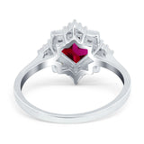 Vintage Princess Cut Wedding Ring Simulated Cubic Zirconia 925 Sterling Silver