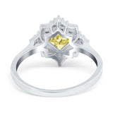 Vintage Princess Cut Wedding Ring Simulated Cubic Zirconia 925 Sterling Silver